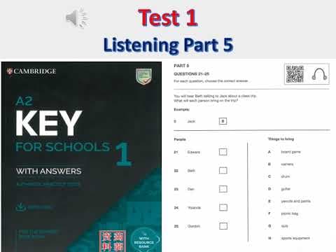 A2 Key for school 1- Test 1 Listening part 5